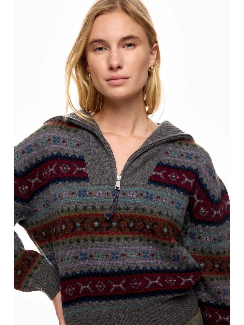 Polo Ralph Lauren Fair Isle Wool Half Zip Sweater XS Nordic Knit